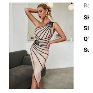 Never worn size large tan/black dress